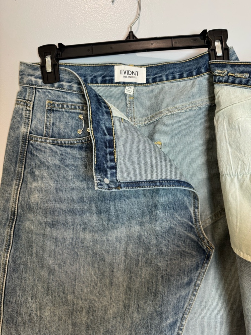 EVIDNT LOS ANGELES Women's blue Denim Asymmetric Wrap Skirt Sz 26 - Picture 7 of 13